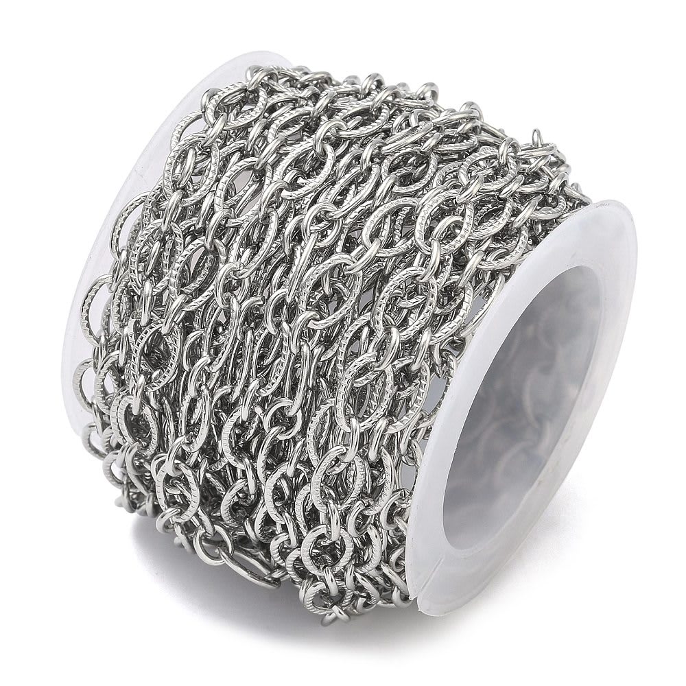 Cadena de eslabón ovalado texturizado 8.5x5.5 mm acero / metro2