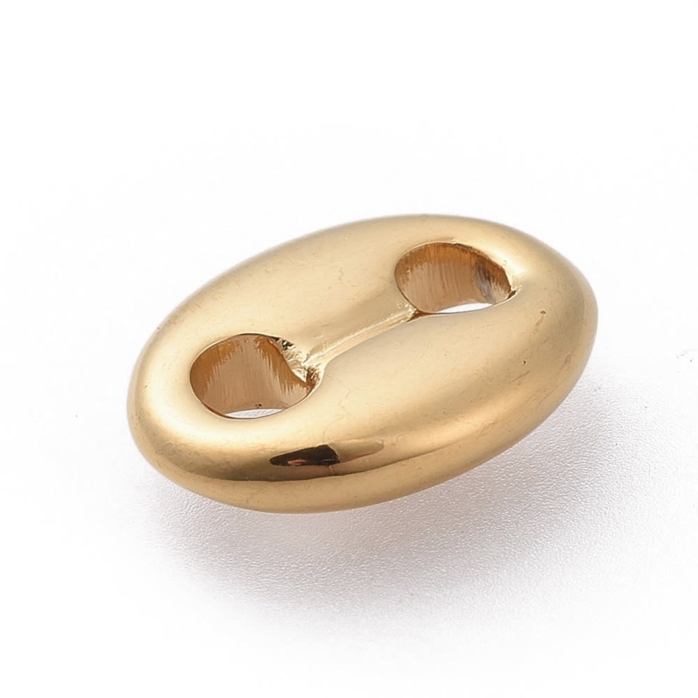 Dije conector grano de café 14x11 mm acero / unidad2