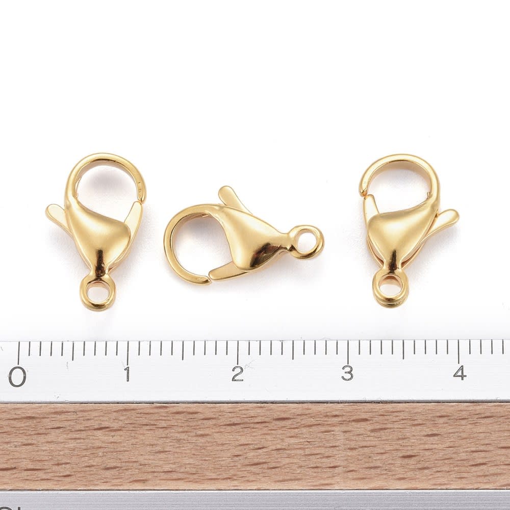 Broche pico loro 15 mm acero dorado / unidad2