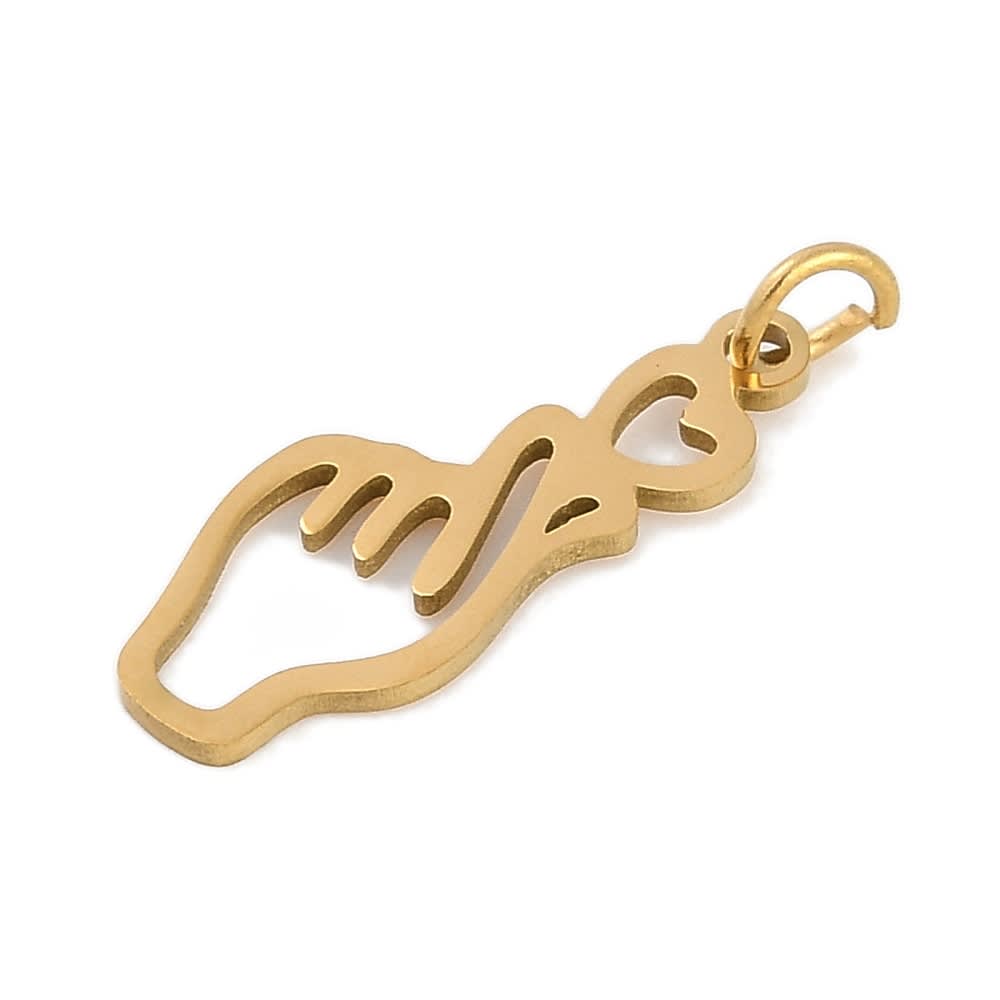 Dije colgante corazón coreano 22x9 mm acero / unidad2