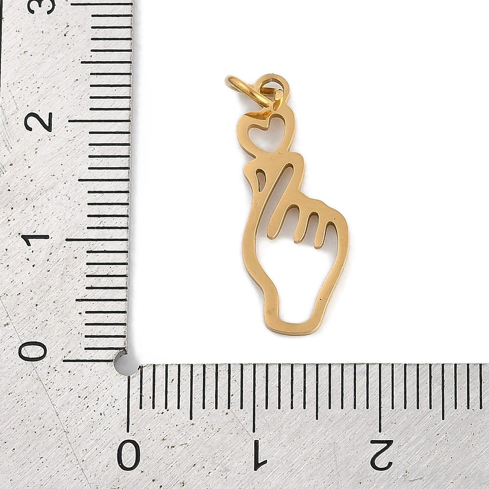 Dije colgante corazón coreano 22x9 mm acero / unidad3