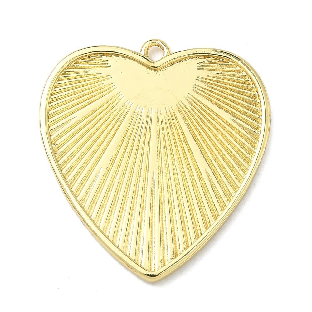Dije Colgante corazón radiante 25.5 mm baño oro / unidad1