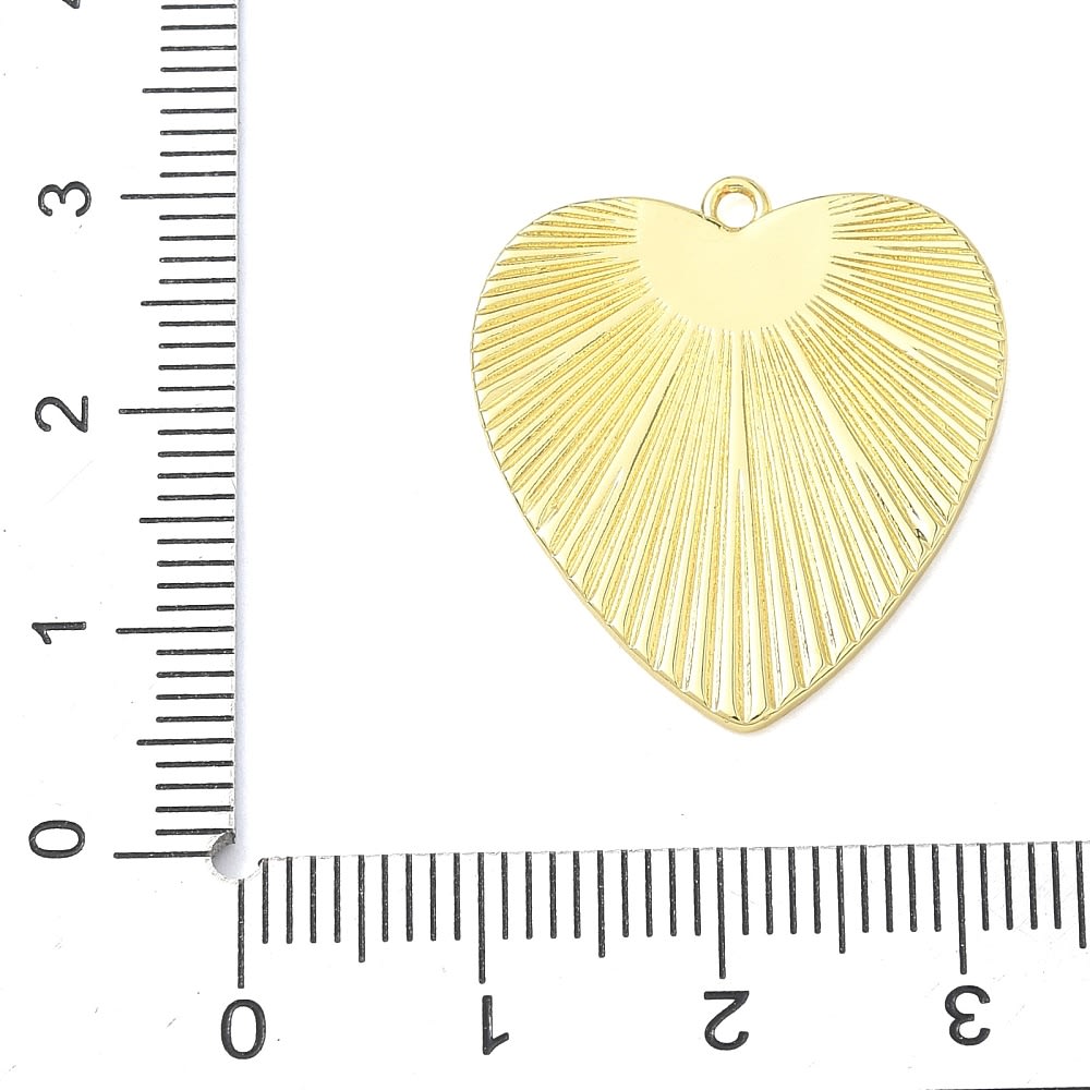 Dije Colgante corazón radiante 25.5 mm baño oro / unidad3