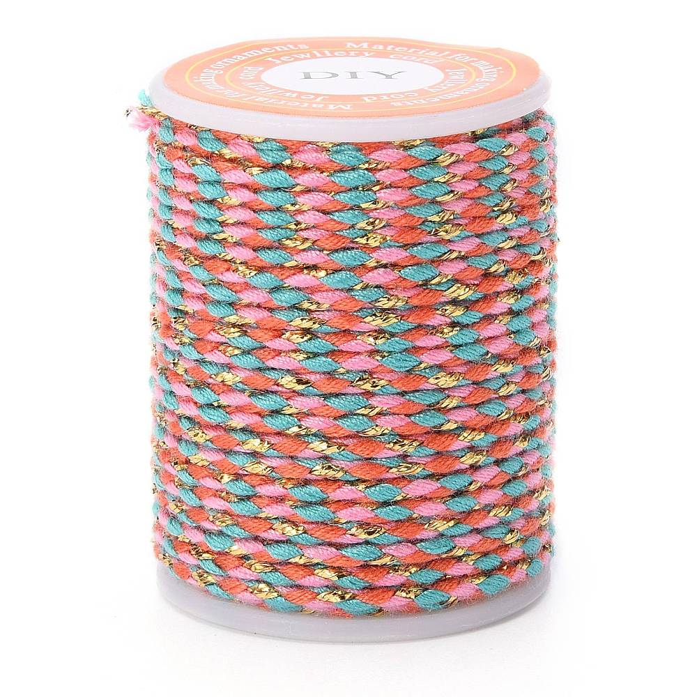 Cordón trenzado metálico algodón macramé 1.5 mm / rollo3