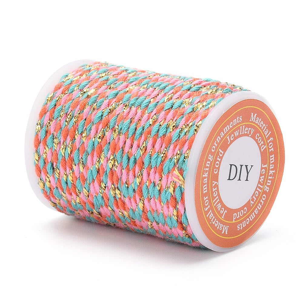 Cordón trenzado metálico algodón macramé 1.5 mm / rollo2