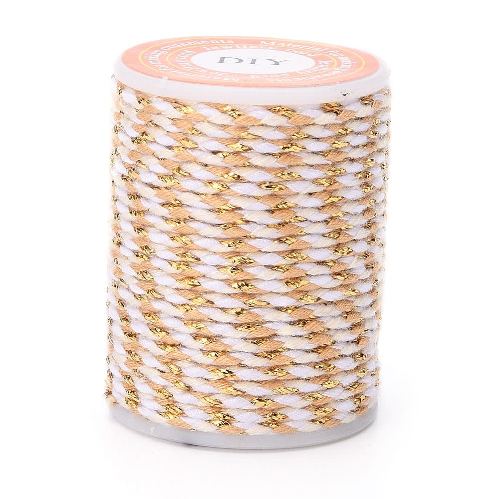 Cordón trenzado metálico algodón macramé 1.5 mm / rollo8