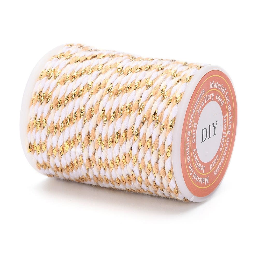 Cordón trenzado metálico algodón macramé 1.5 mm / rollo9