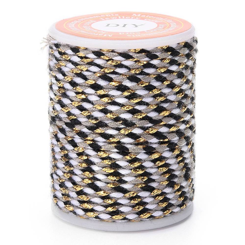 Cordón trenzado metálico algodón macramé 1.5 mm / rollo5