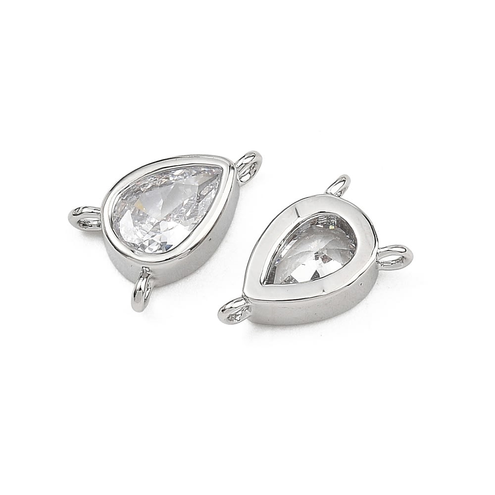 Dije conector triple punto de luz 23 mm baño oro platino zircón / unidad5