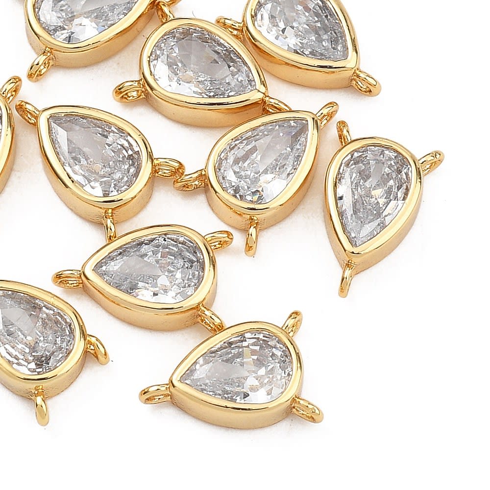 Dije conector triple 23 mm baño oro zircón / unidad3