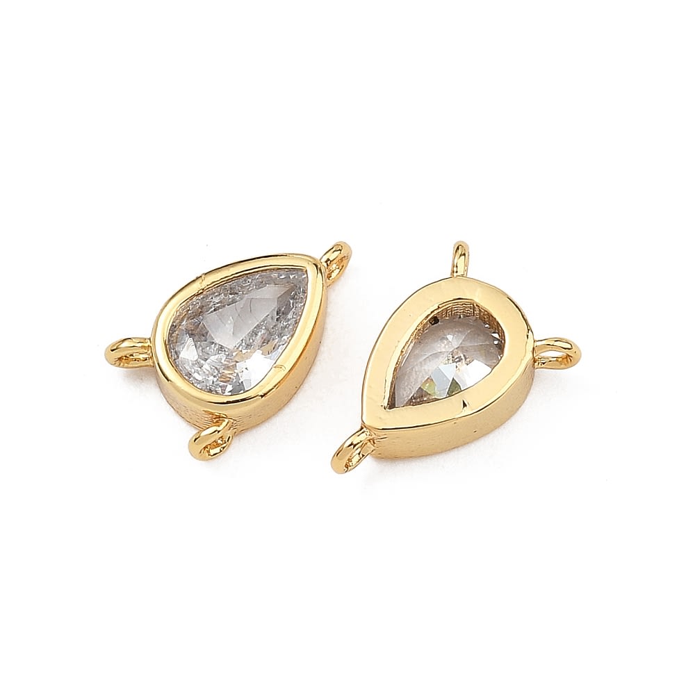 Dije conector triple punto de luz 23 mm baño oro zircón / unidad1