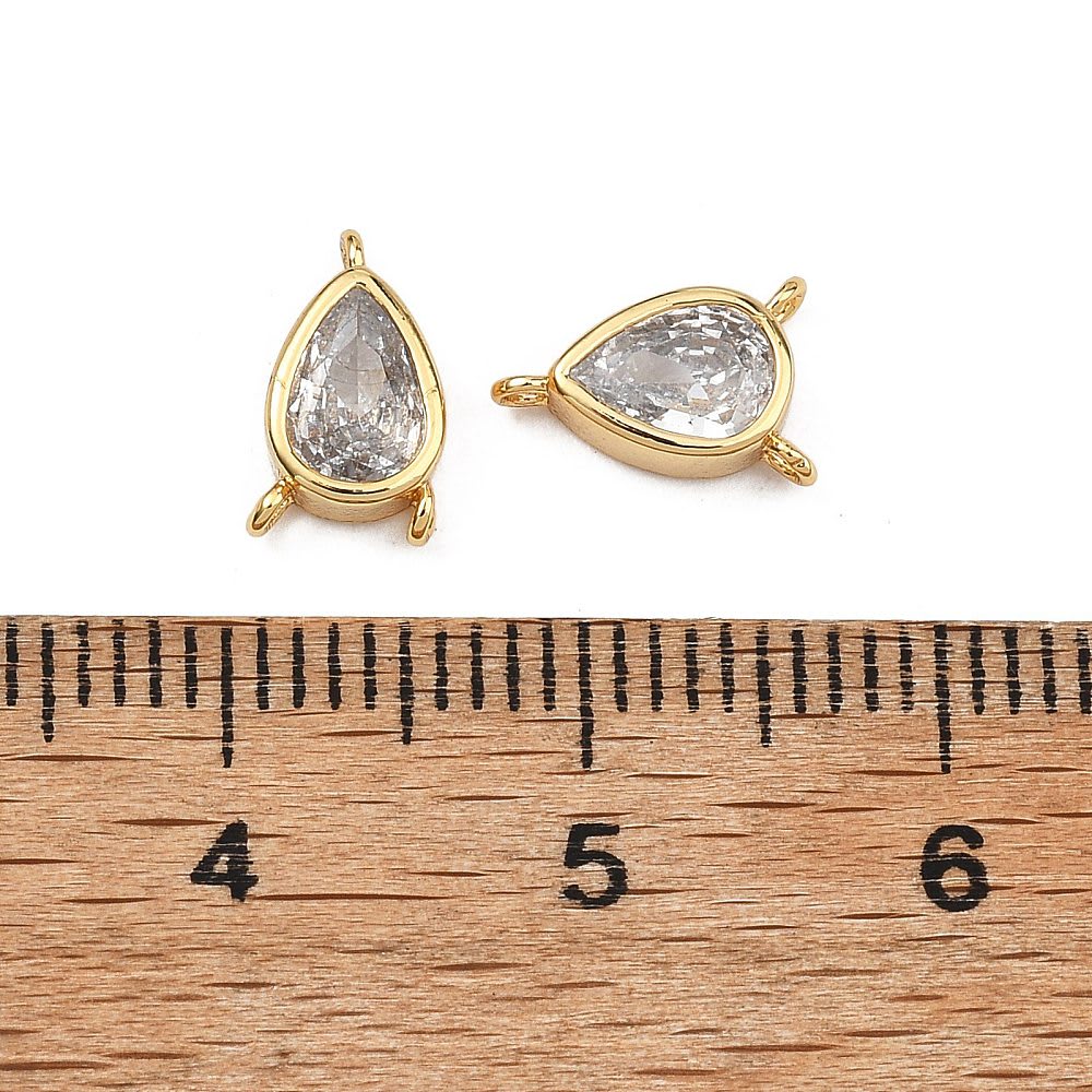 Dije conector triple 23 mm baño oro zircón / unidad2