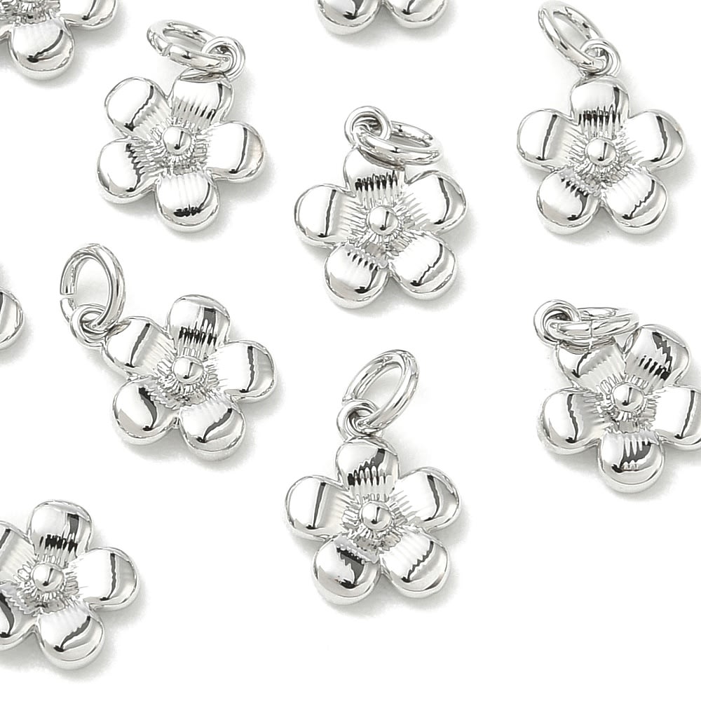 Dije colgante flor 7.5 mm baño platino / unidad1