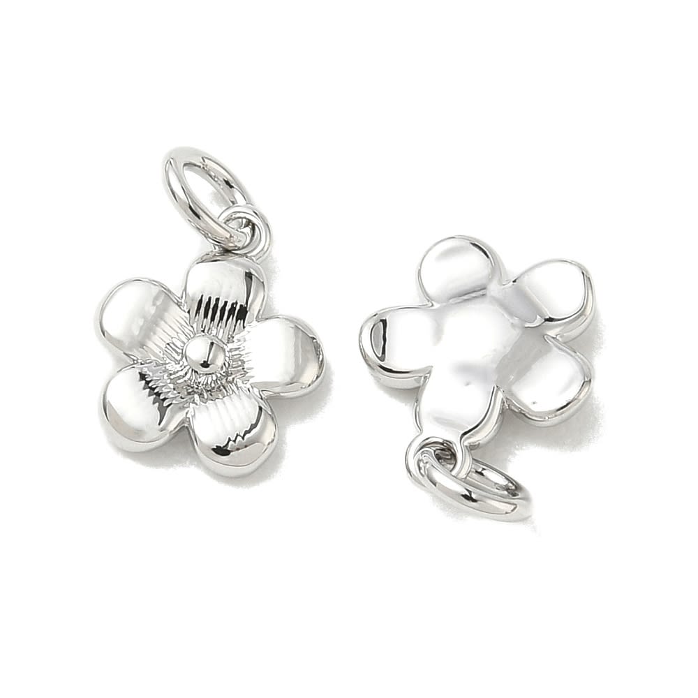 Dije colgante flor 7.5 mm baño platino / unidad2