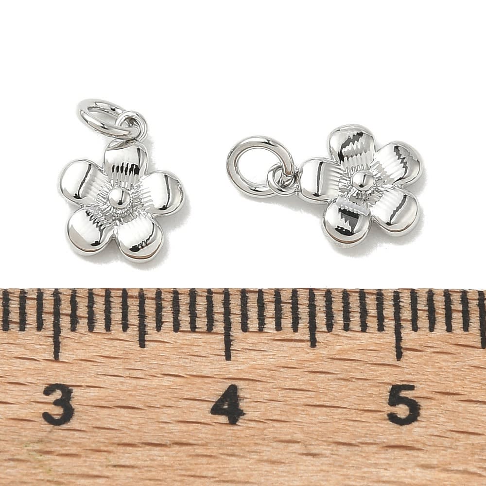 Dije colgante flor 7.5 mm baño platino / unidad3