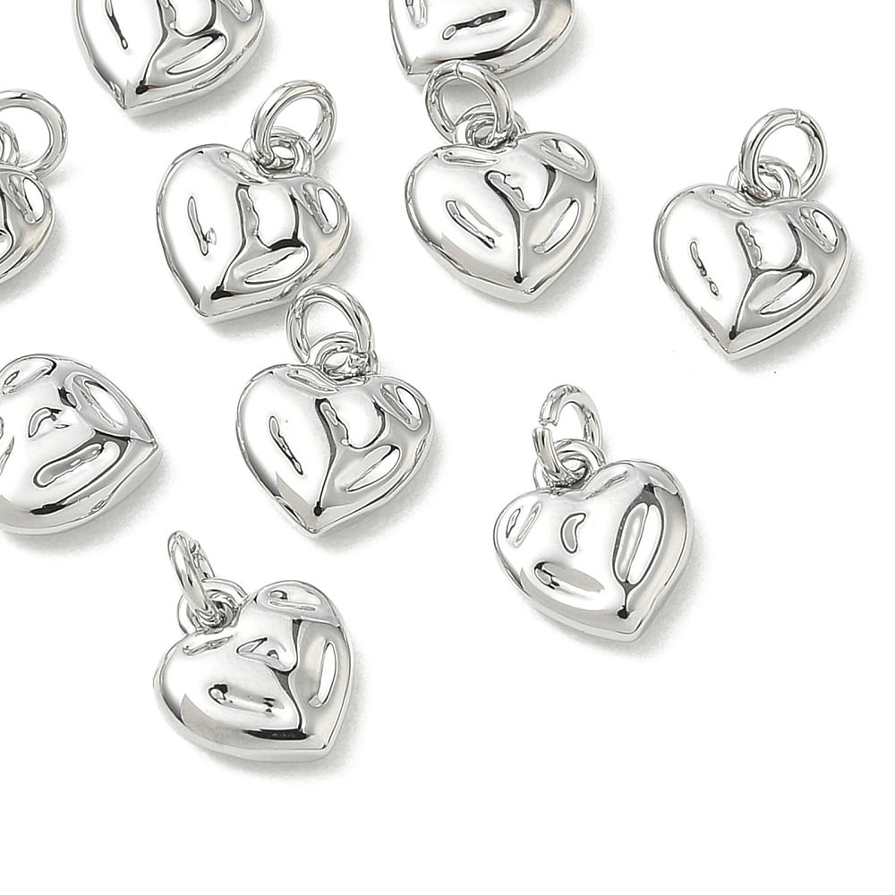 Dije colgante corazón 8 mm baño platino / unidad1
