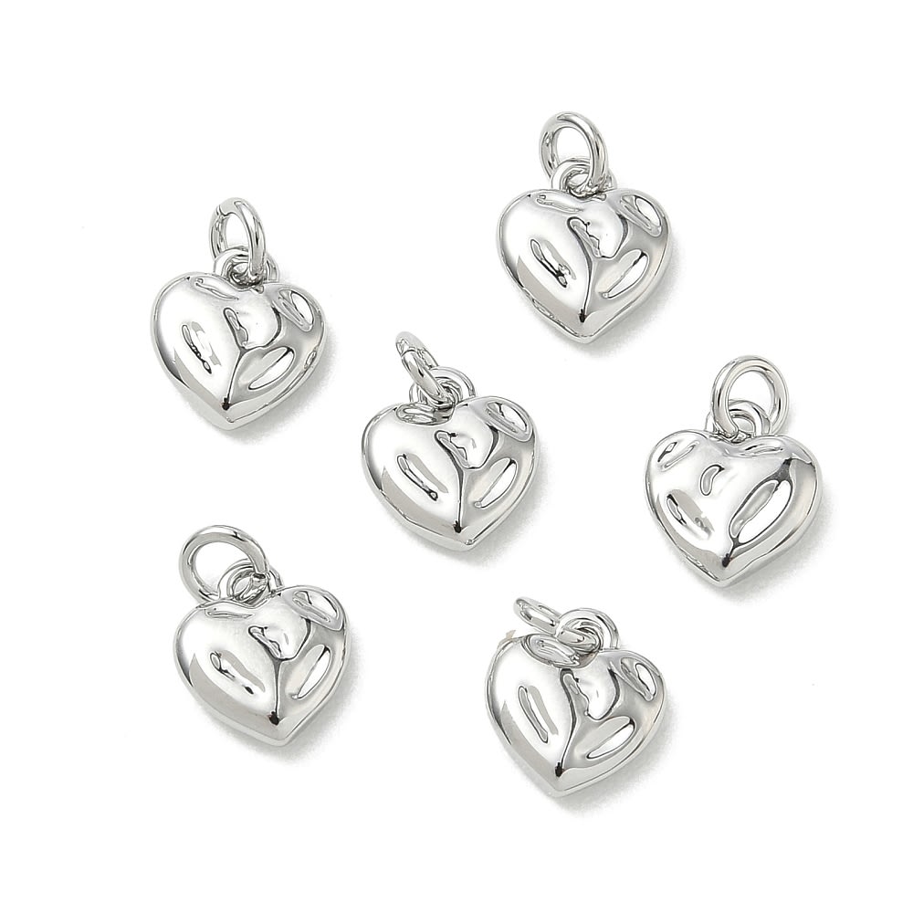 Dije colgante corazón 8 mm baño platino / unidad2