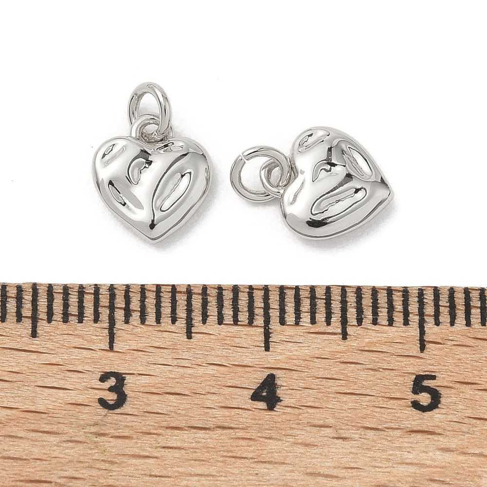 Dije colgante corazón 8 mm baño platino / unidad3