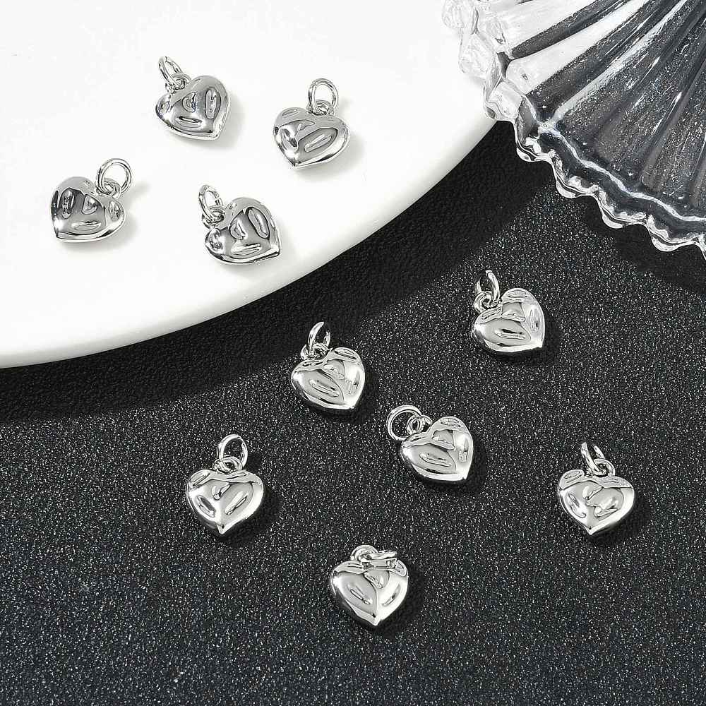 Dije colgante corazón 8 mm baño platino / unidad4