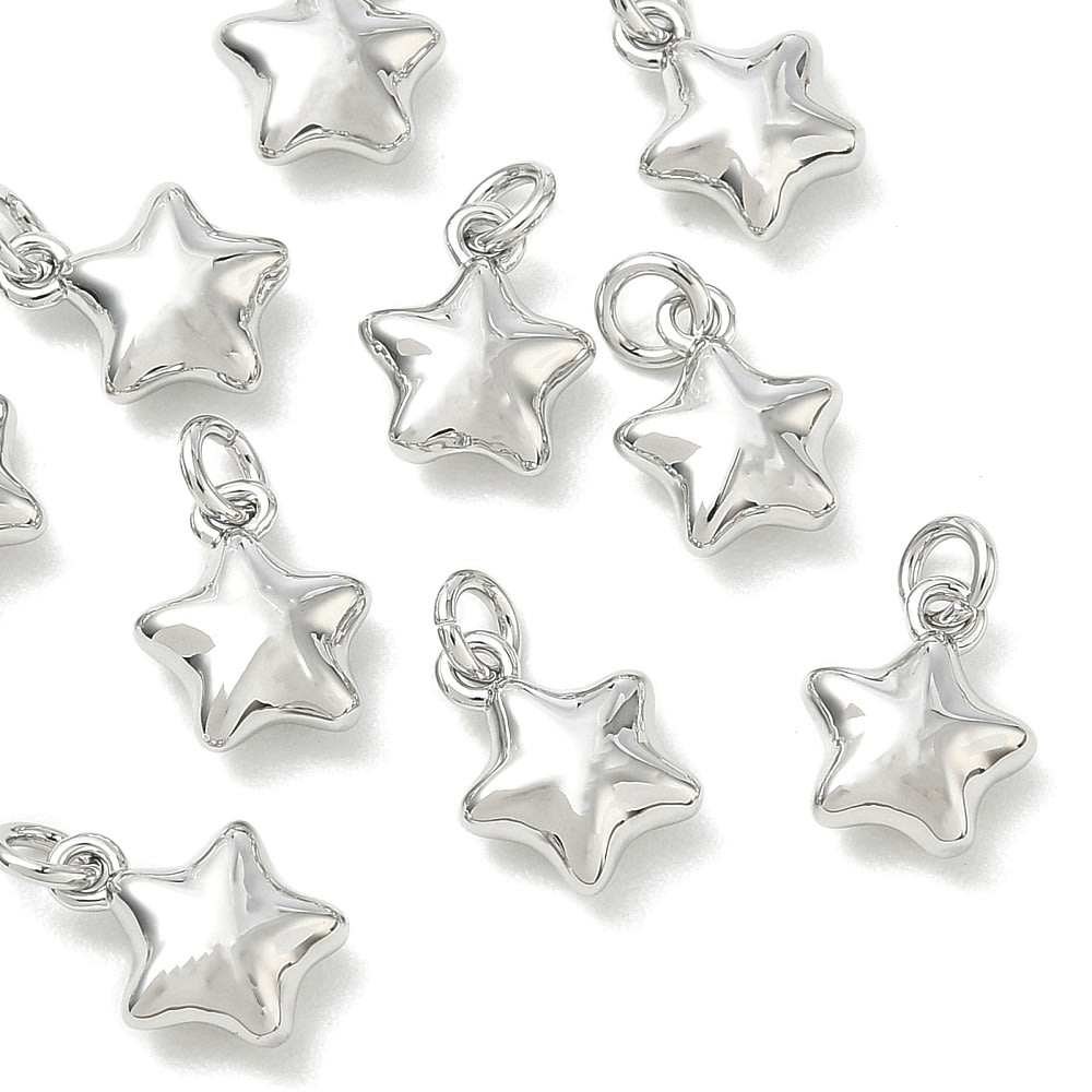 Dije colgante estrella 8 mm baño platino / unidad1