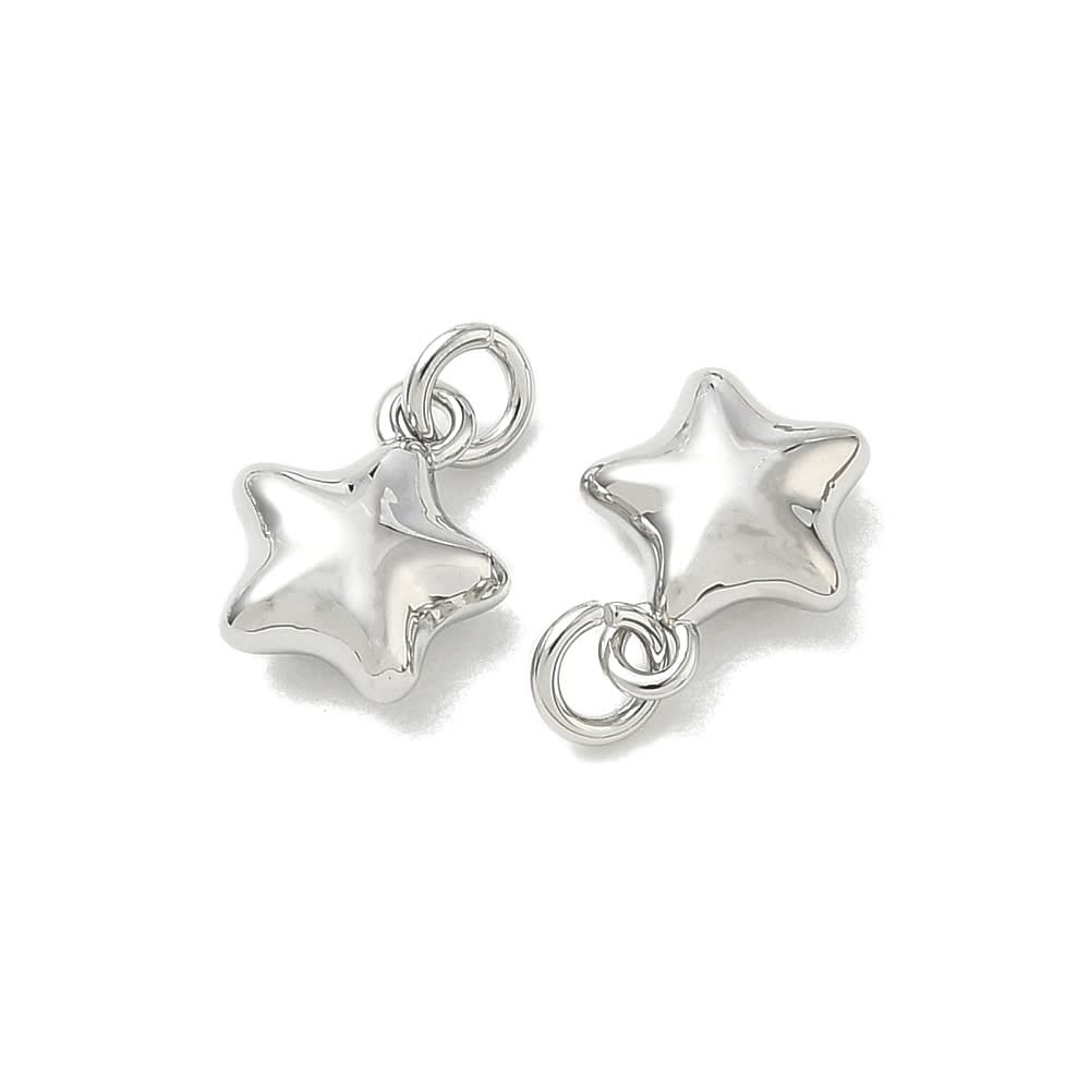 Dije colgante estrella 8 mm baño platino / unidad2