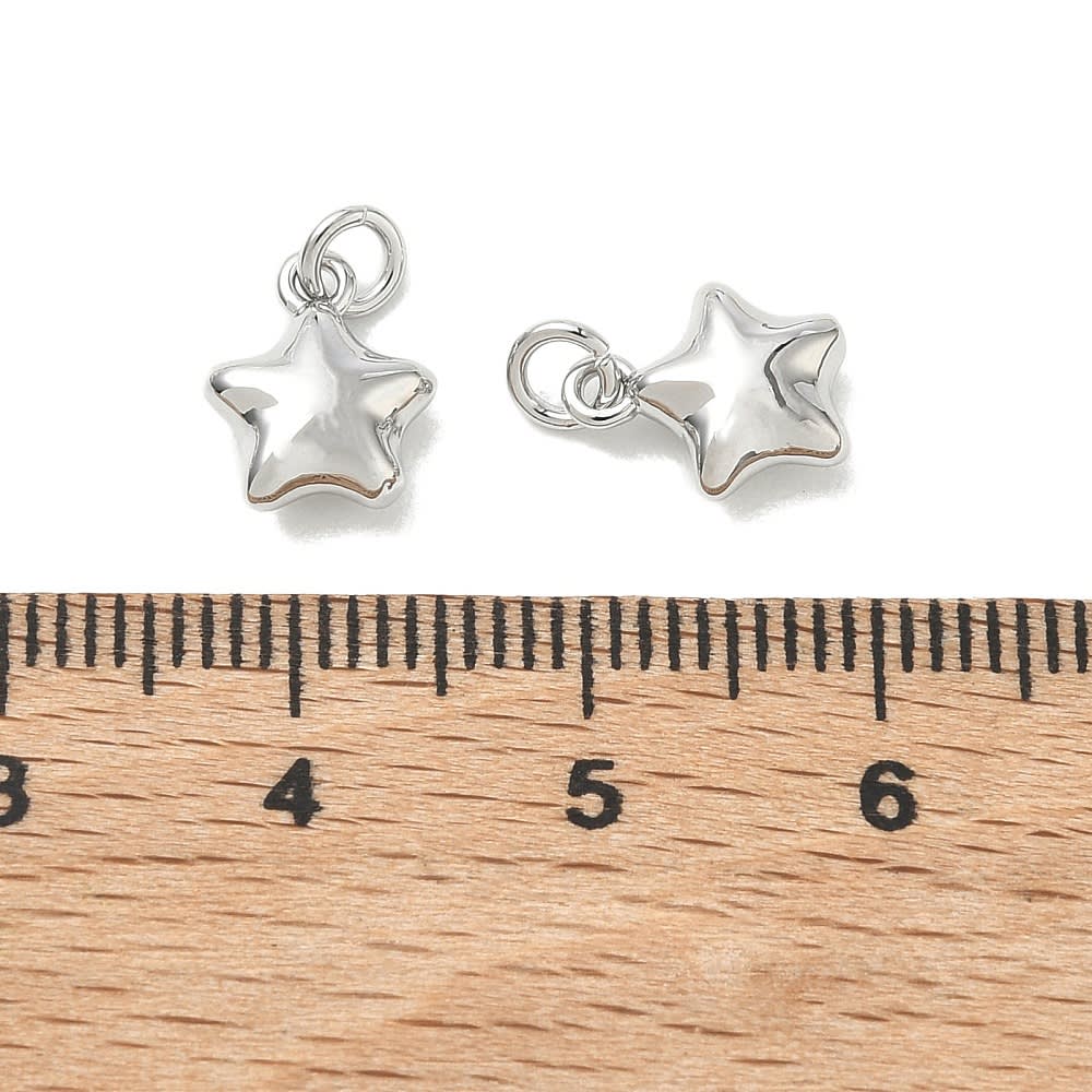 Dije colgante estrella 8 mm baño platino / unidad3