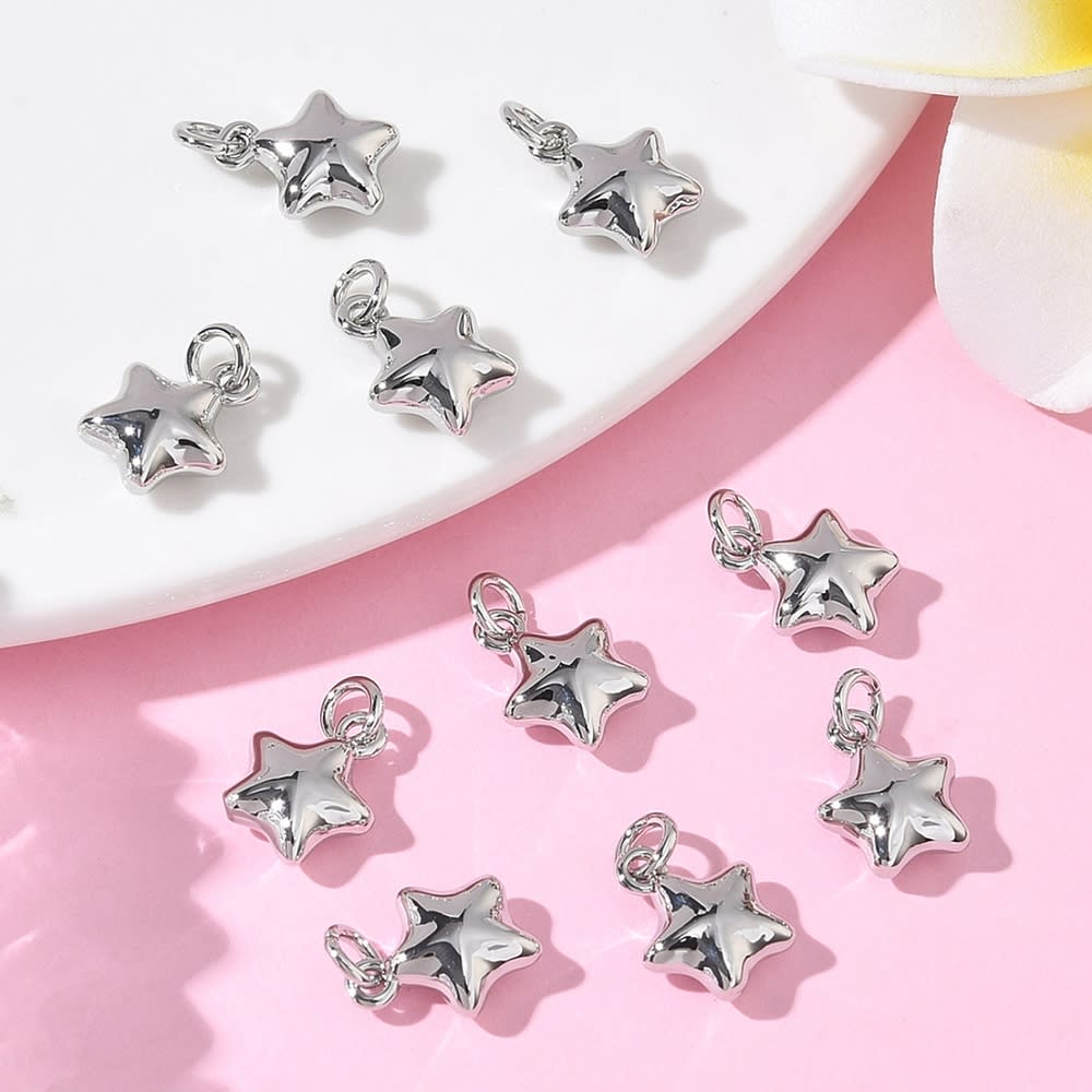 Dije colgante estrella 8 mm baño platino / unidad4