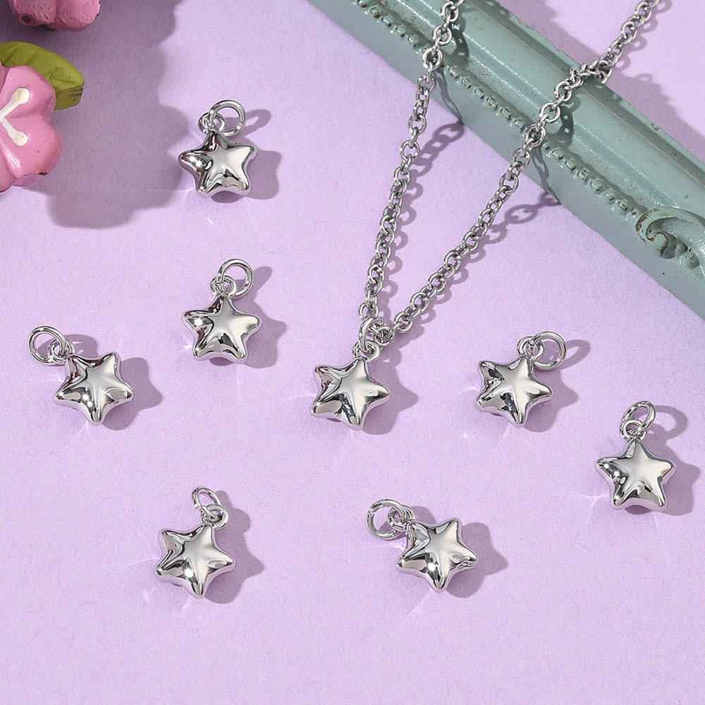 Dije colgante estrella 8 mm baño platino / unidad5