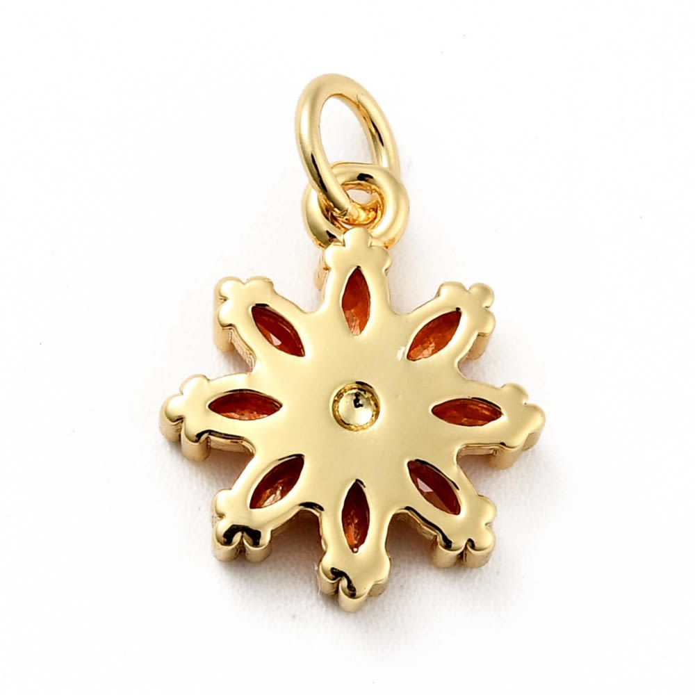 Dije colgante flor zircón 14.5 mm baño de oro / unidad3