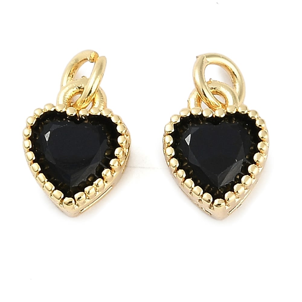 Dije colgante punto de luz corazón 9.5x7 baño de oro zircón / unidad5