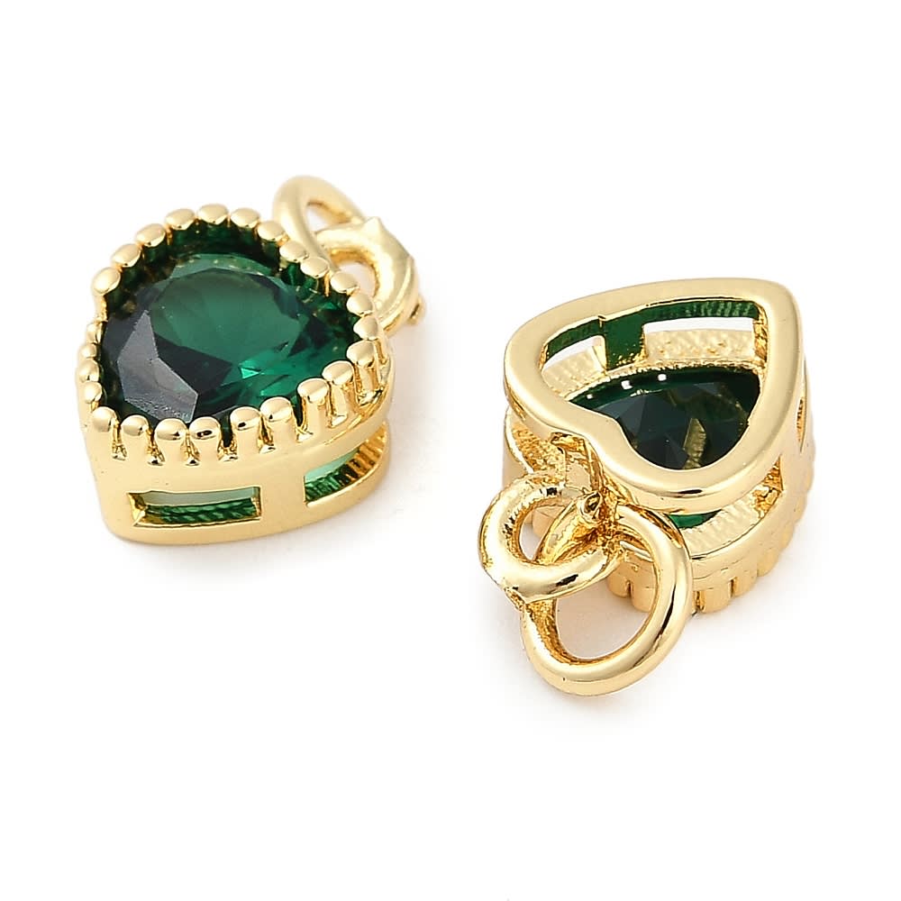 Dije colgante punto de luz corazón 9.5x7 baño de oro zircón / unidad3