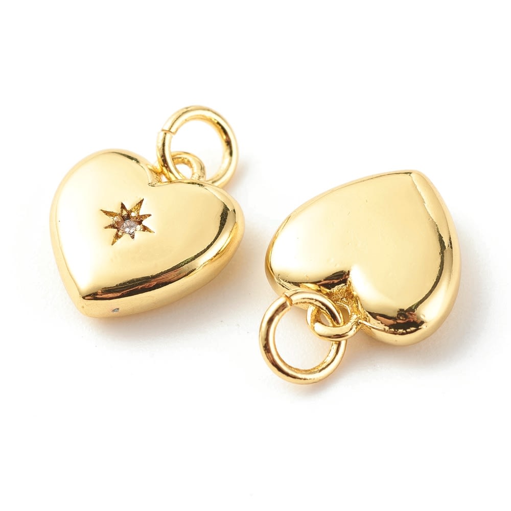 Dije colgante corazón punto de luz 15 mm baño de oro / unidad2