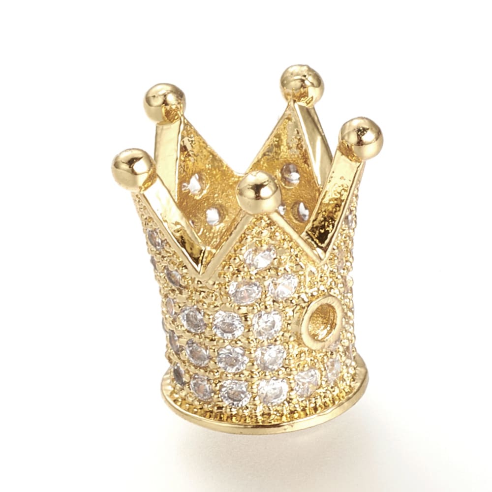 Dije pasador corona dorado plateado zircón / unidad2