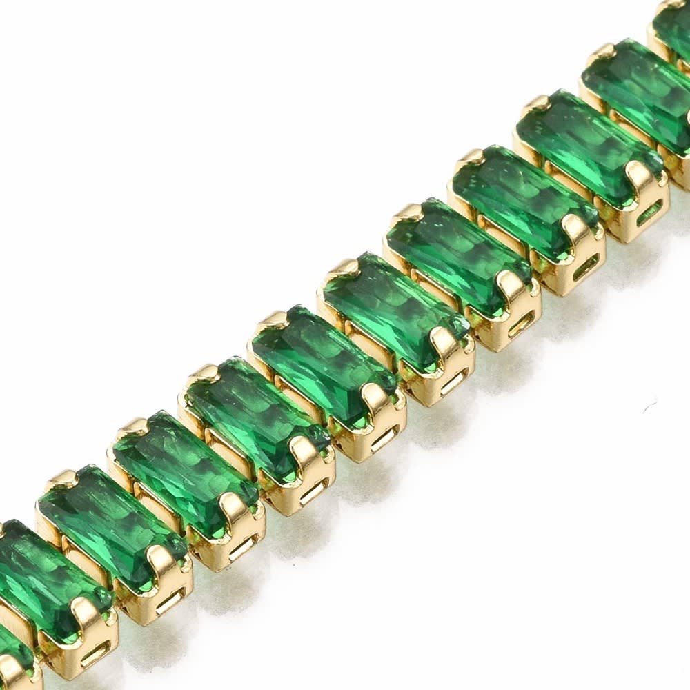 Pulsera eternidad tenis zircón verde baño oro / unidad2