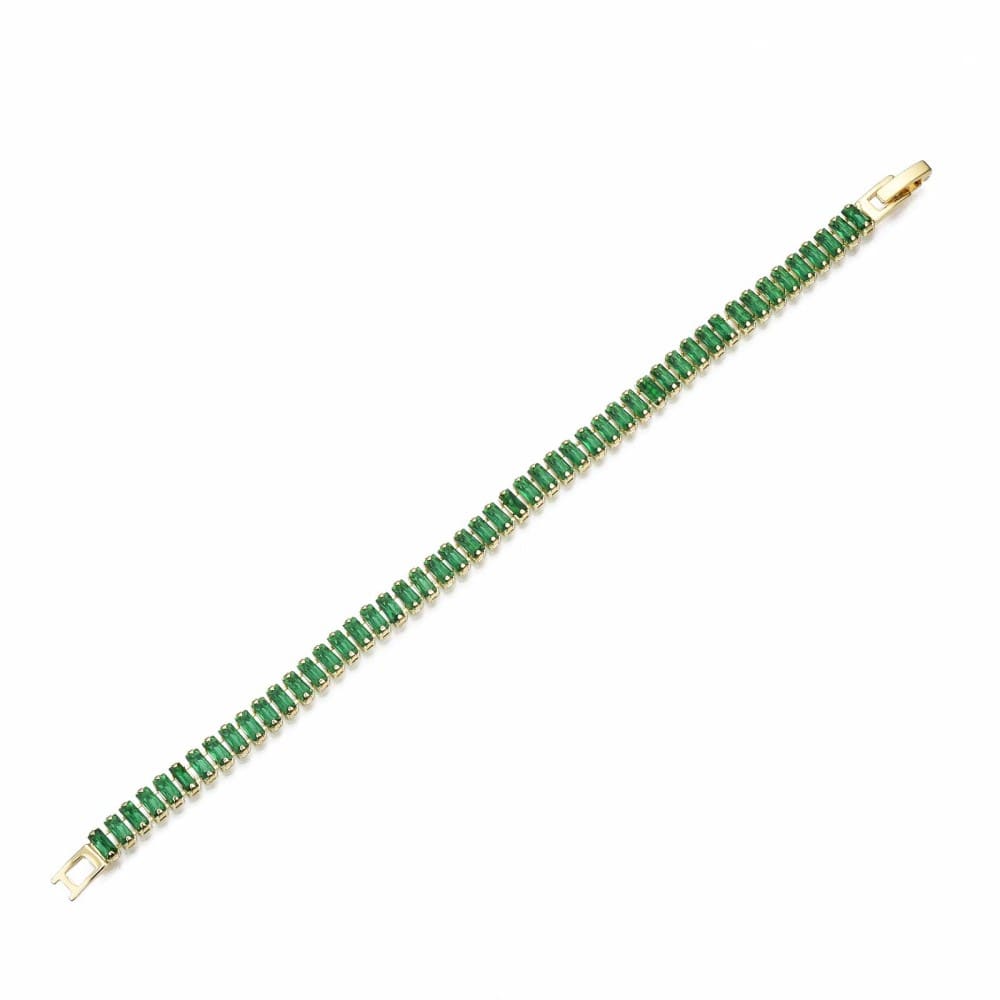 Pulsera eternidad tenis zircón verde baño oro / unidad3