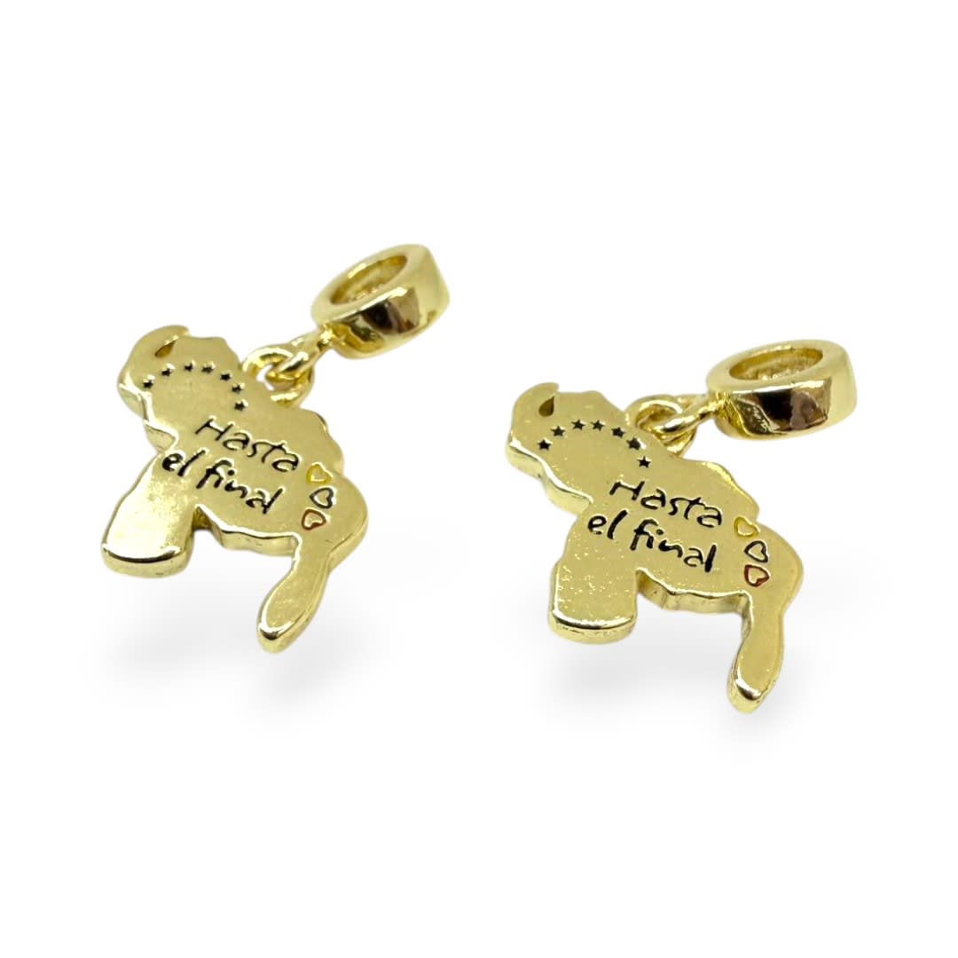 Dije colgante esmaltado mapa de venezuela 18x15 mm hasta el final baño oro / unidad2