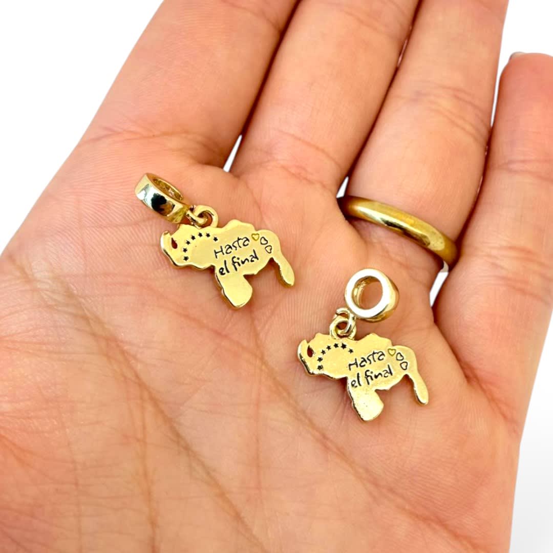 Dije colgante esmaltado mapa de venezuela 18x15 mm hasta el final baño oro / unidad3