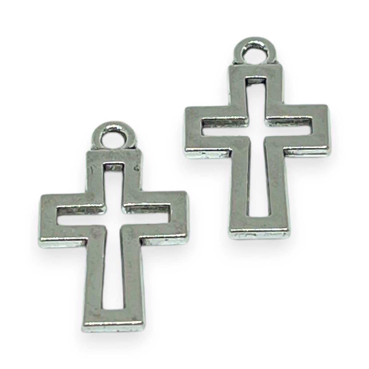 Dije colgante cruz silueta 18 mm plateado / unidad1