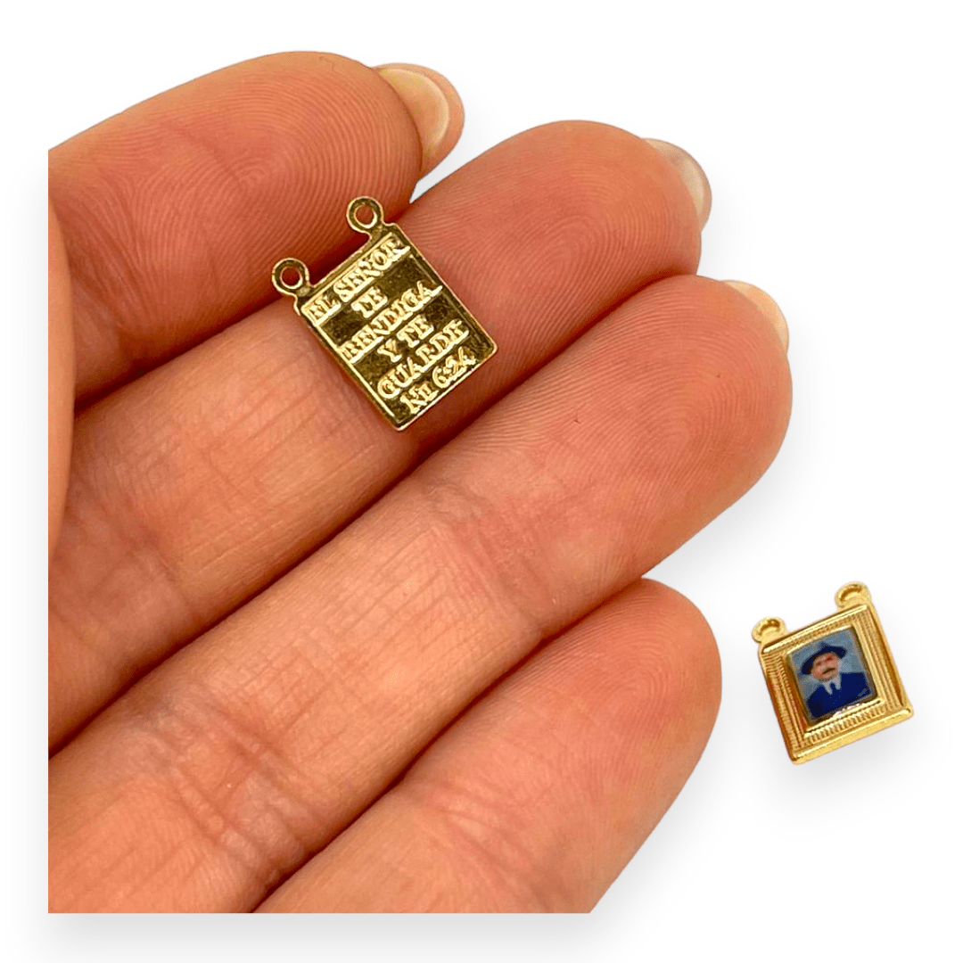 Dije escapulario 10x8 mm religioso santos baño de oro / unidad4