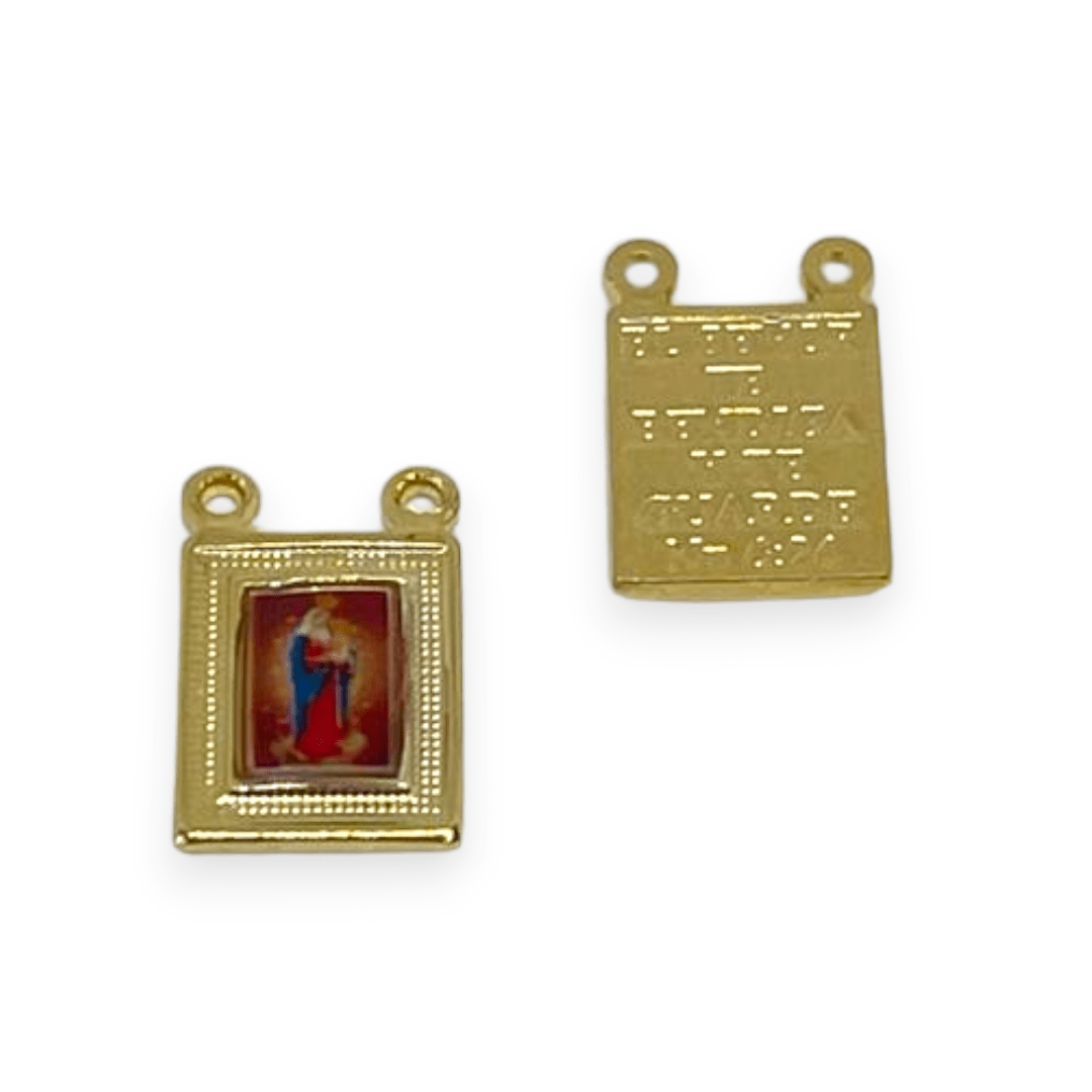 Dije escapulario 10x8 mm religioso santos baño de oro / unidad3