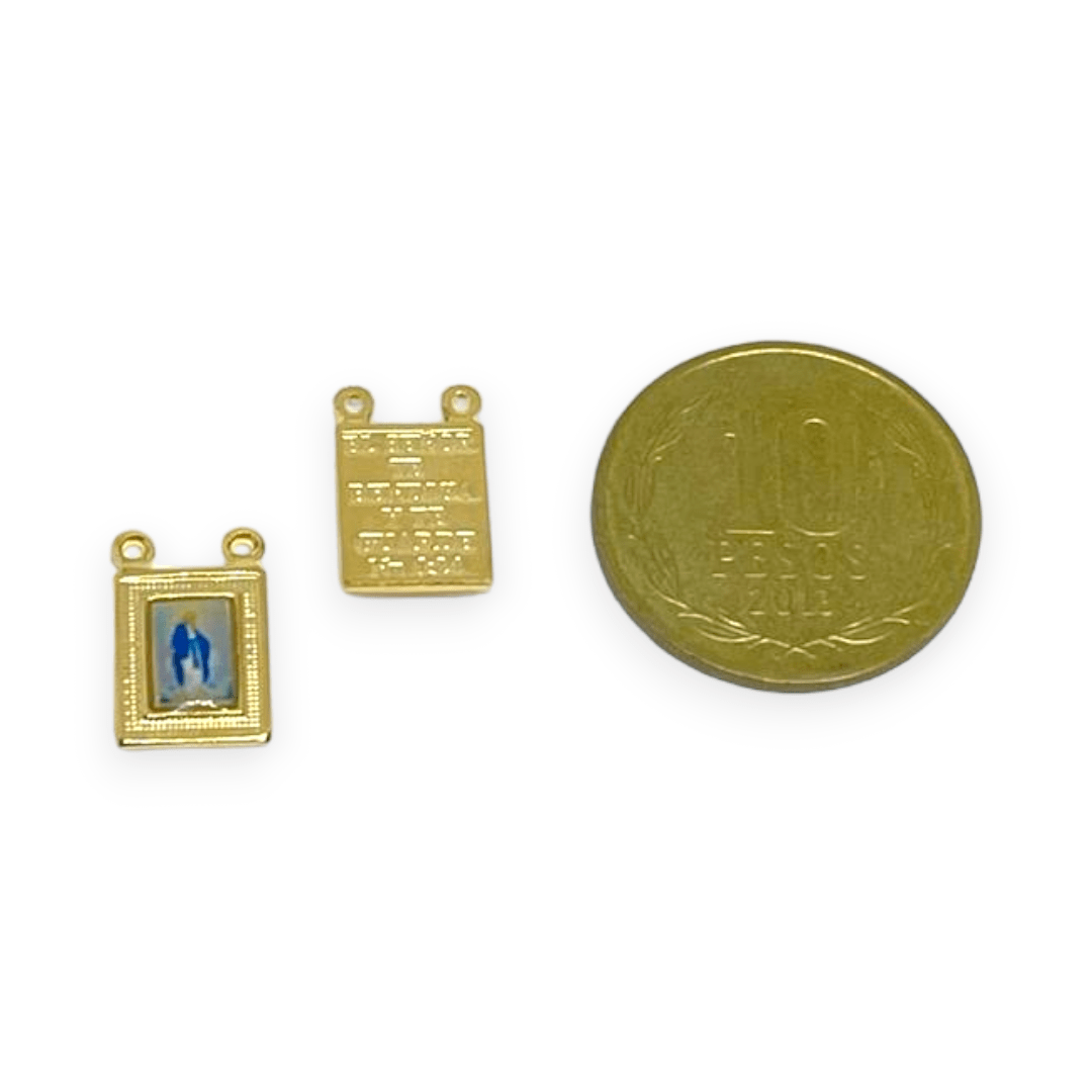 Dije escapulario 10x8 mm religioso santos baño de oro / unidad13