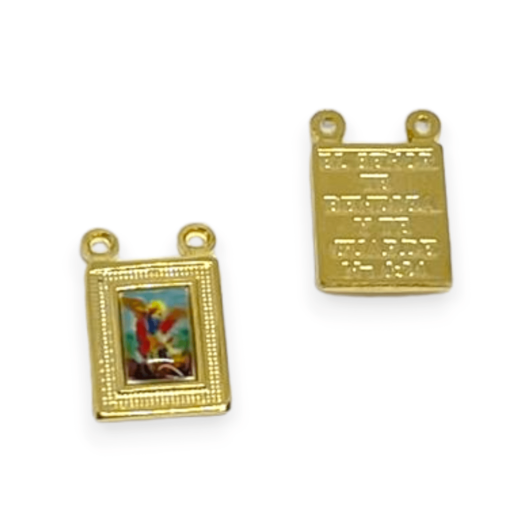 Dije escapulario 10x8 mm religioso santos baño de oro / unidad12