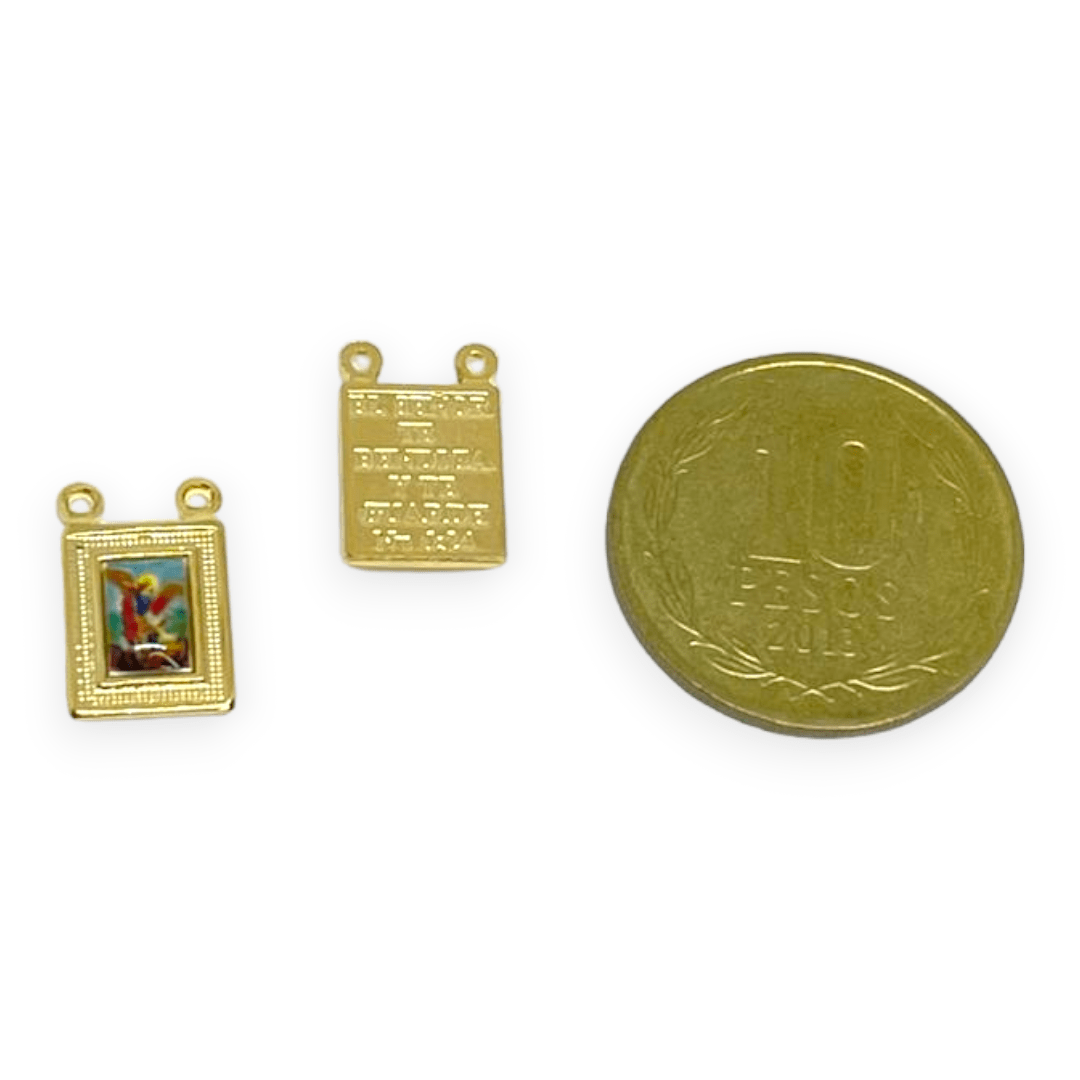 Dije escapulario 10x8 mm religioso santos baño de oro / unidad11