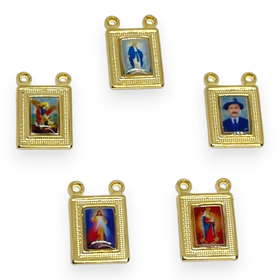 Dije escapulario 10x8 mm religioso santos baño de oro / unidad9