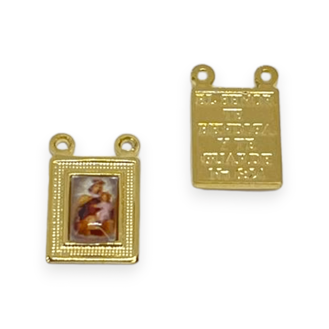 Dije escapulario 10x8 mm religioso santos baño de oro / unidad8