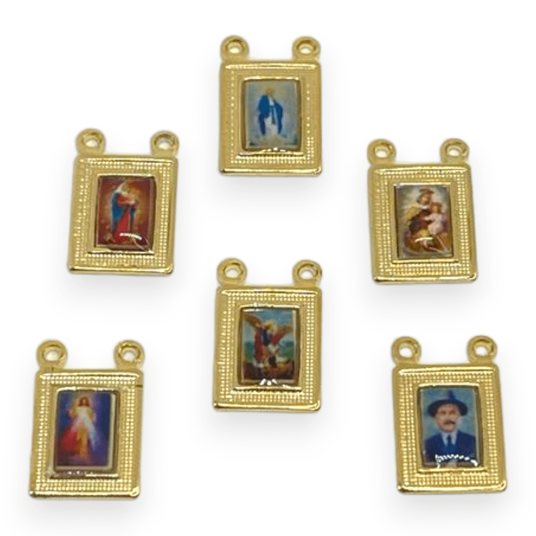 Dije escapulario 10x8 mm religioso santos baño de oro / unidad6