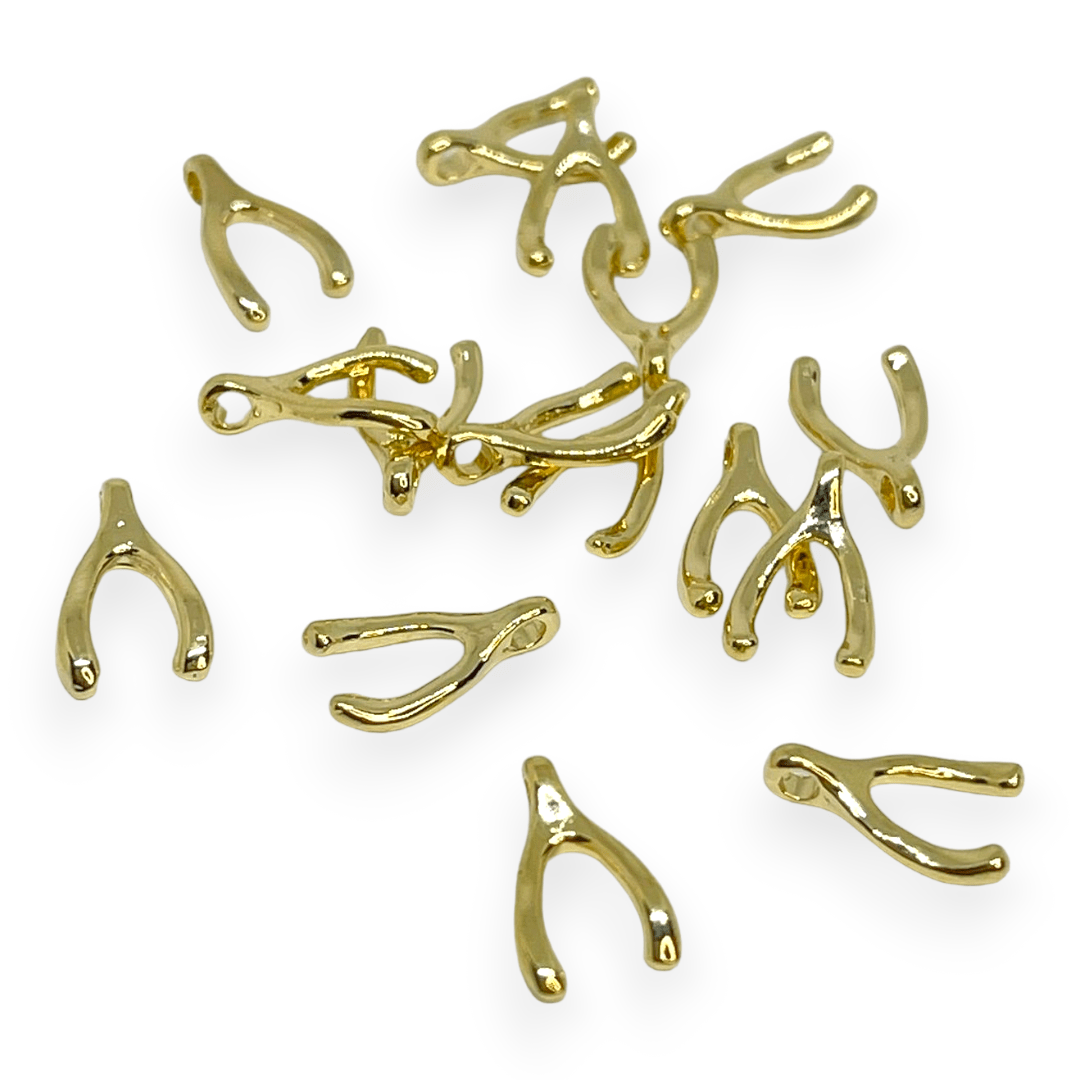 Mini Dije Hueso de la suerte pasador 11x6 mm Gold-filled  / unidad1