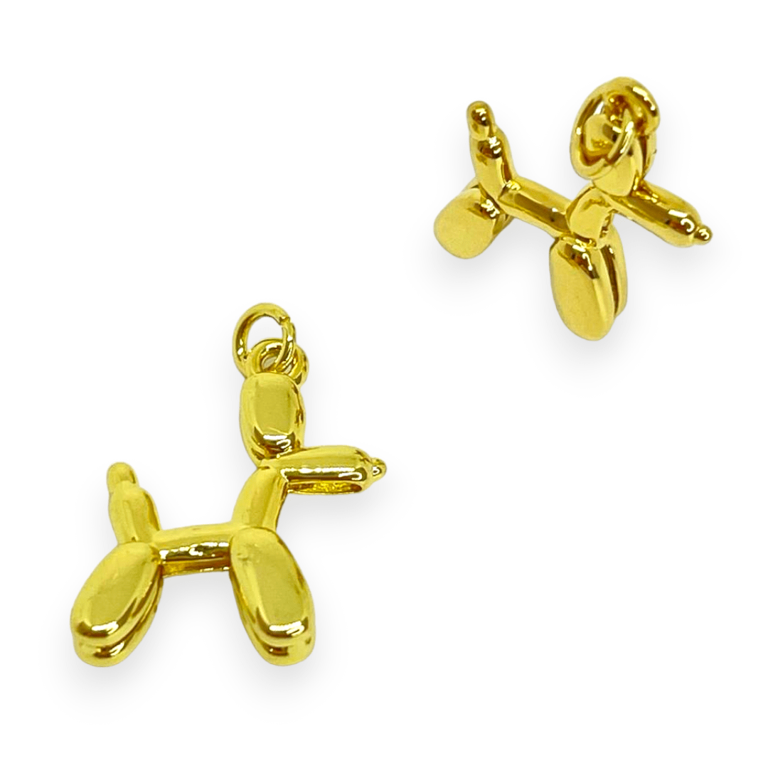 Dije colgante perro globo baño de oro / unidad1