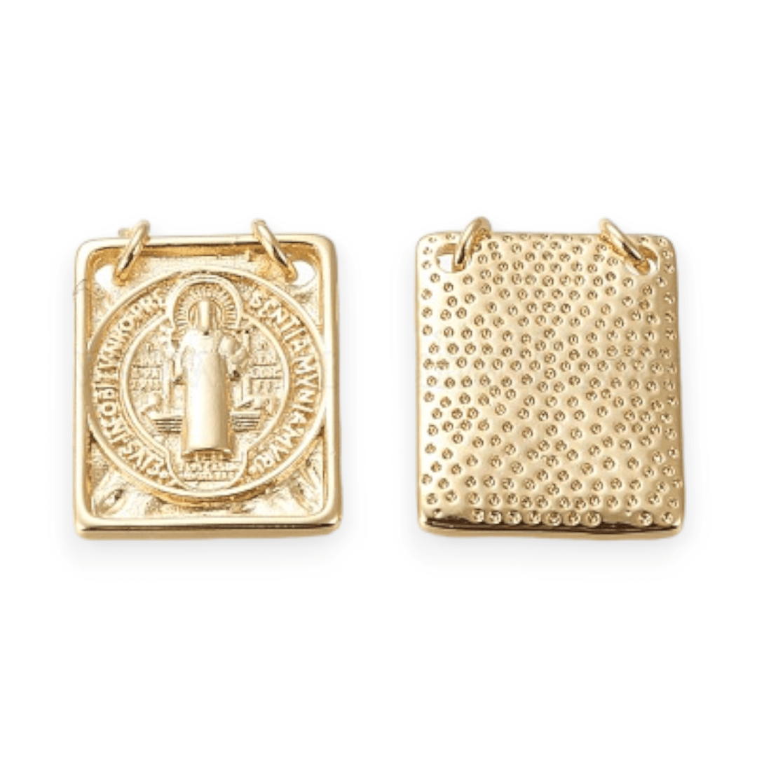 Dije escapulario San Benito 18.5 mm baño de oro / unidad1