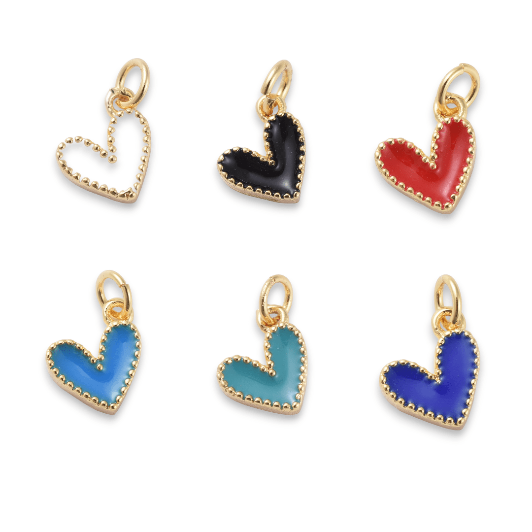 Dije esmaltado mini corazón heart 9 mm baño de oro / unidad1